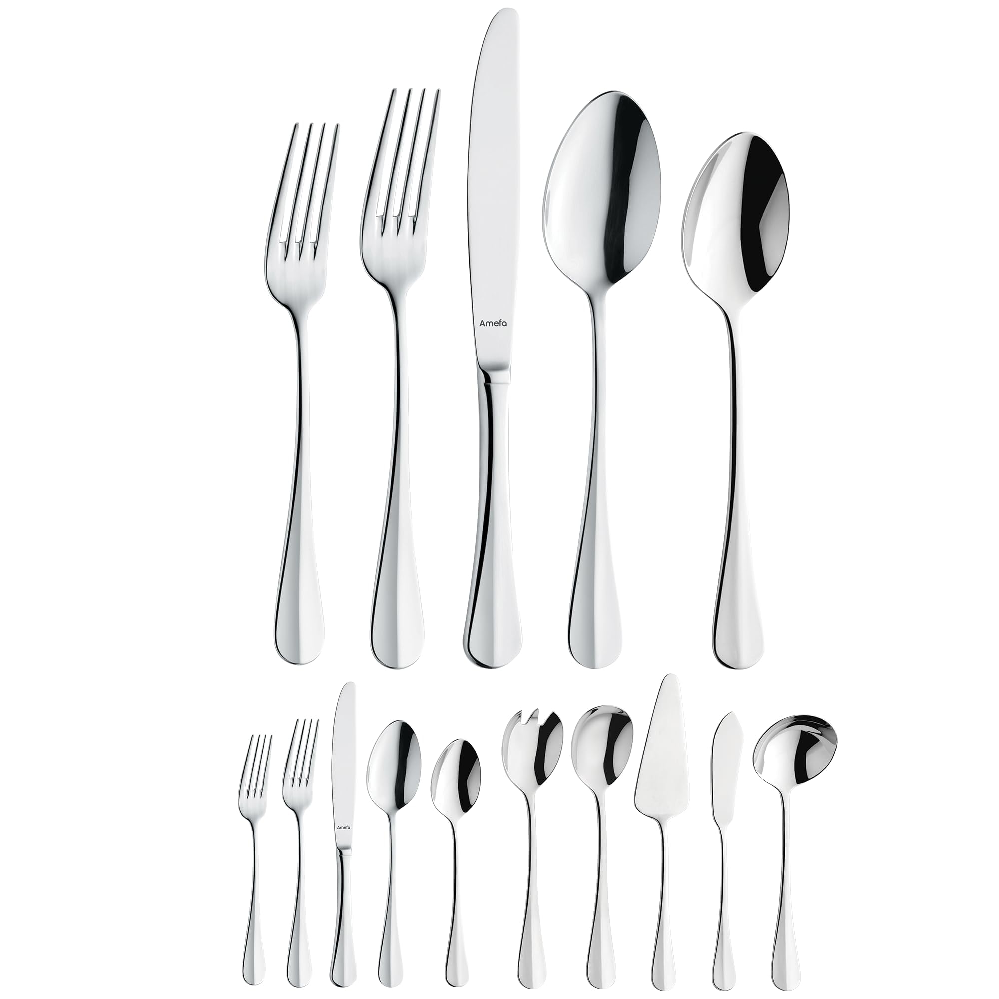 Amefa Baguette Flatware Set - Silver, Set of 45