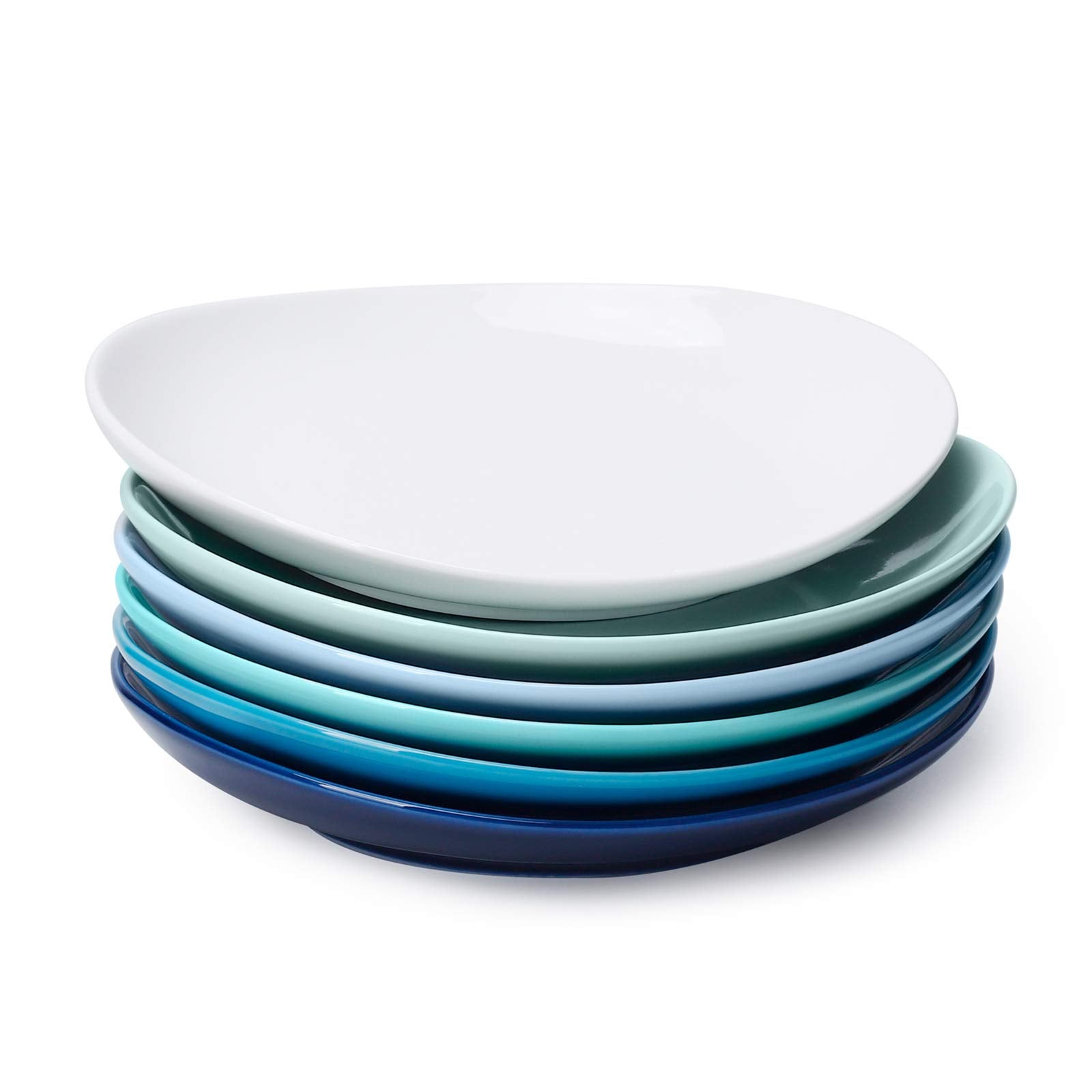 Sweese Porcelain Dessert Plates - 7.8 Inch Salad Plates, Small Appetizer Plates Set of 6 - Dishwasher, Microwave, Oven Safe - Azure Dreamscape Color
