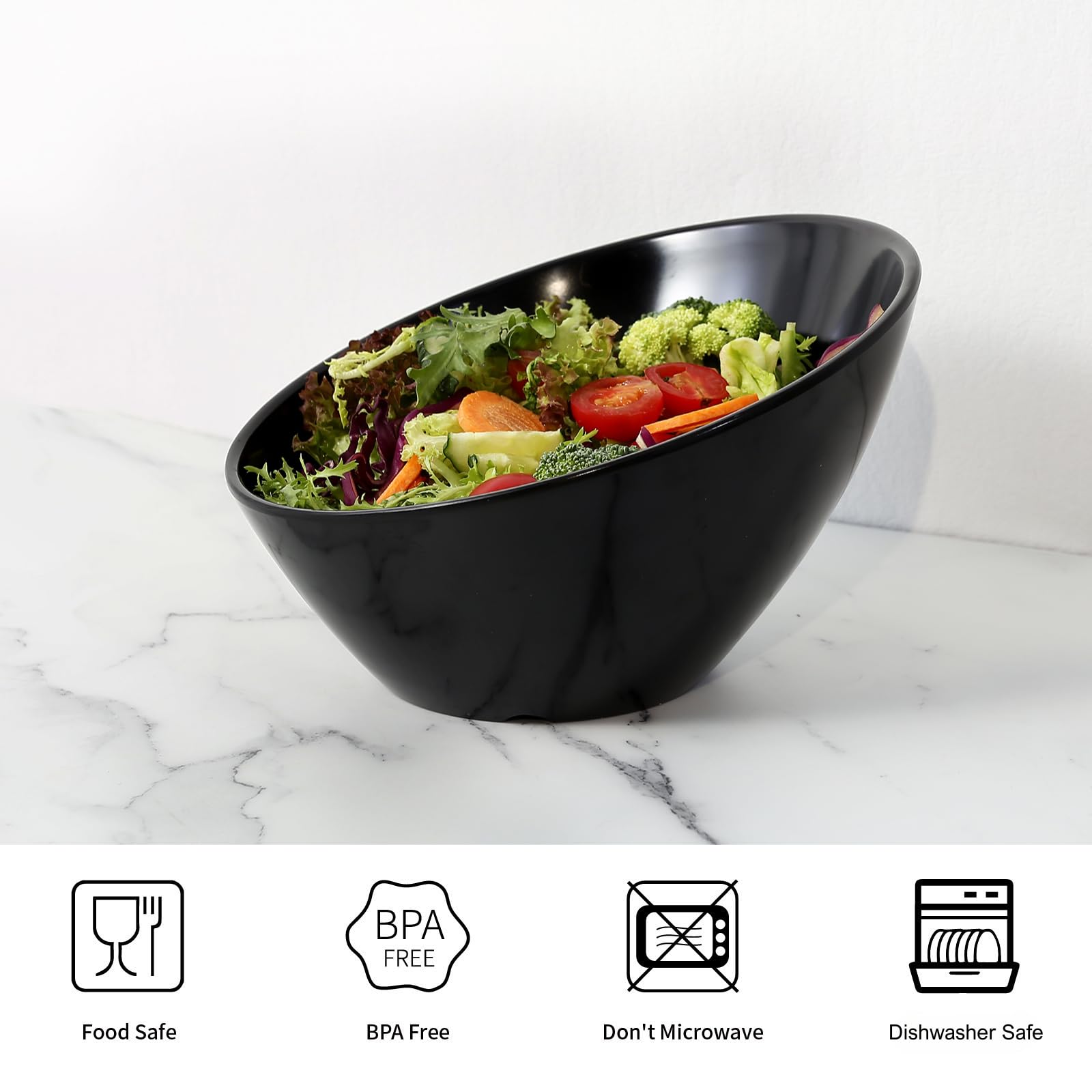 TP Salad Bowls Set of 4, 26 oz Melamine Serving Bowls for Pasta, Cereal, and Snacks, Lightweight and Durable, Dishwasher Safe, Black Bowls for Restaurant, Kitchen, Black