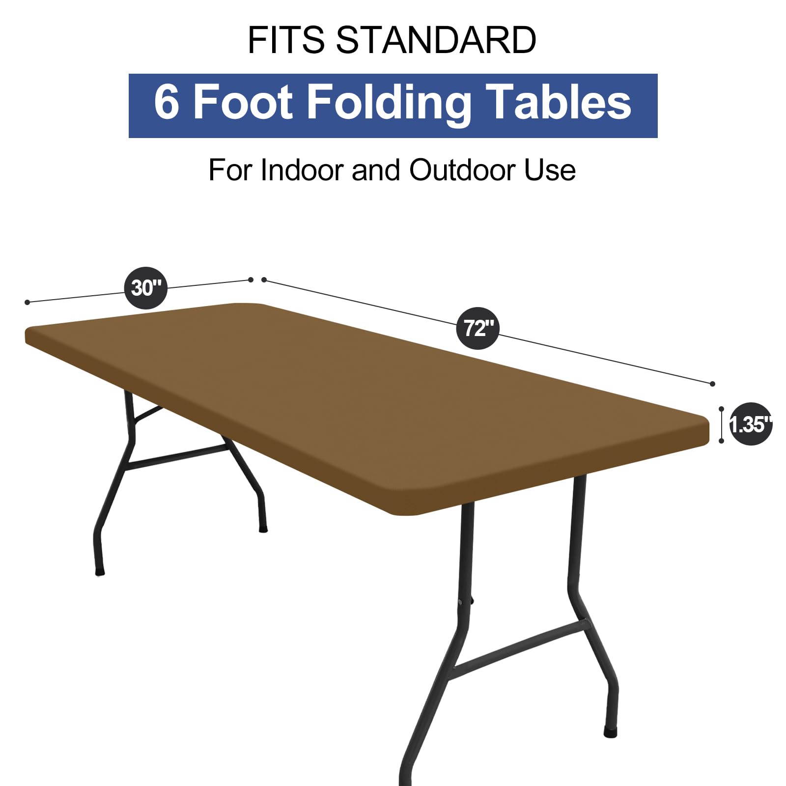 homing Rectangle Table Cloth Cover 6 Foot Brown Elastic Fitted Tablecloth