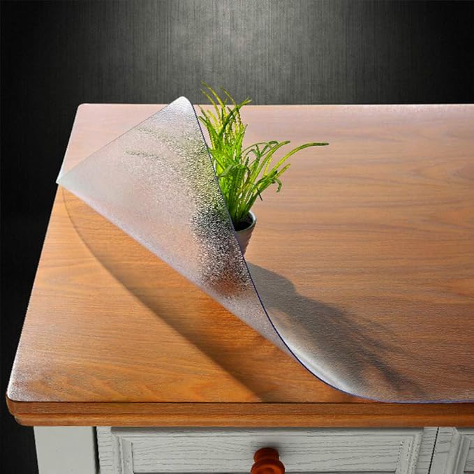 NECAUX Frosted PVC Table Cover Protector 44 x 78 Inch 1.5mm Thick — 27.6" x 82.7"