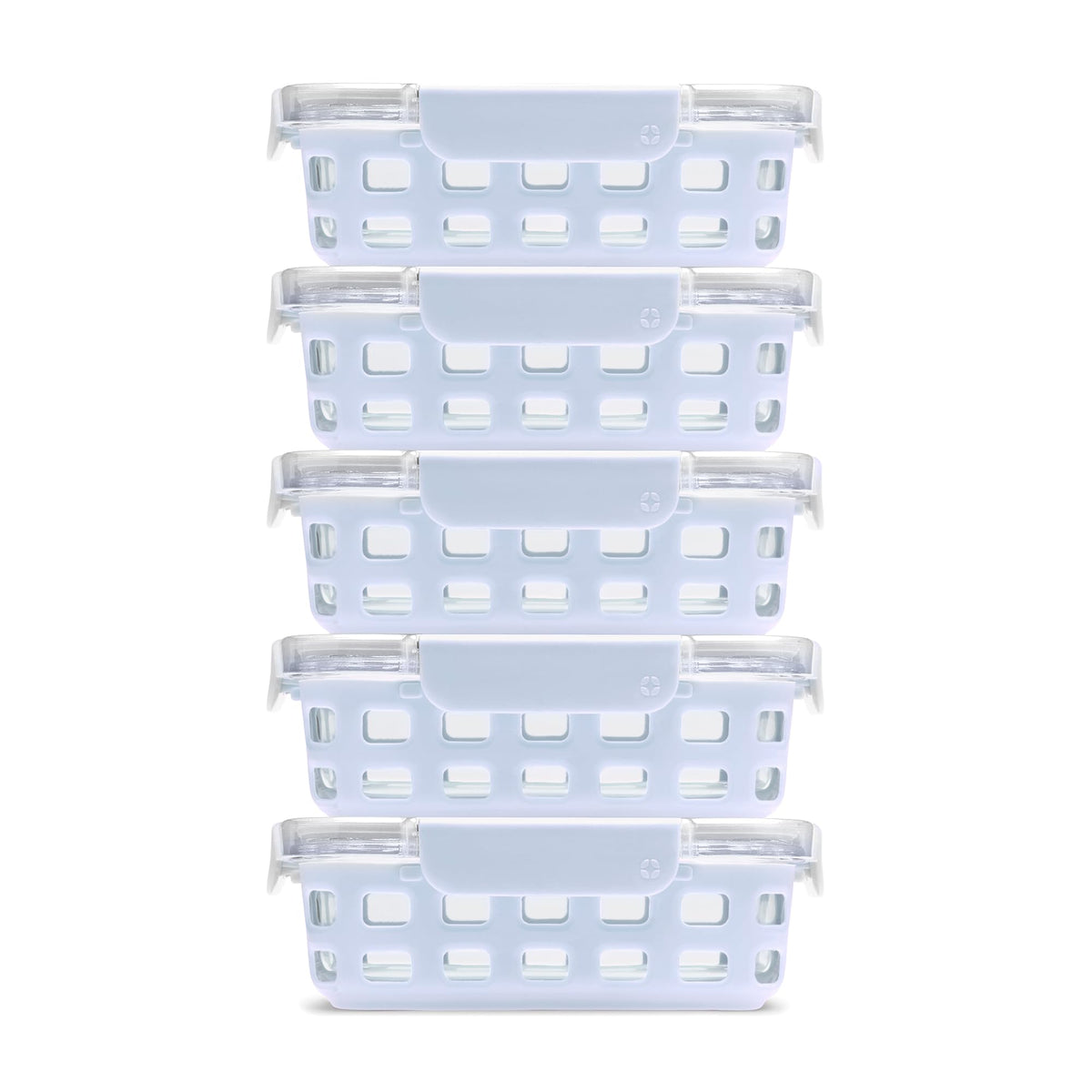 Ello Duraglass 3.4 Cup Glass Meal Prep Containers, 10 Pc, 5 Pack, Blue