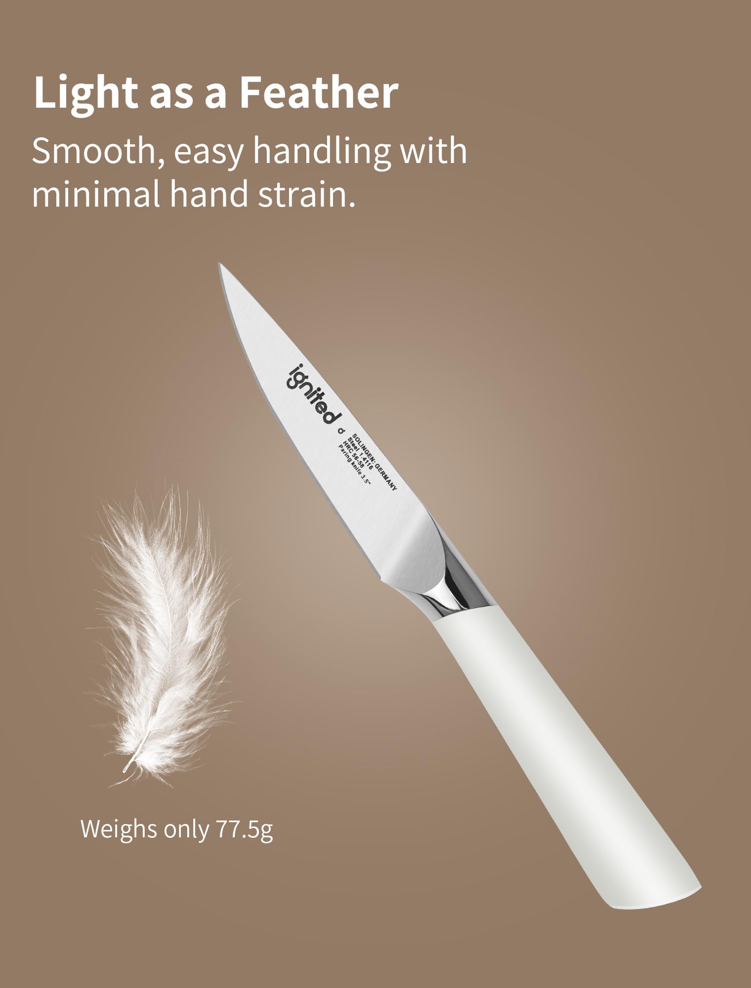 3.5 Inch Paring Knife – German Stainless Steel, Ivory White Handle