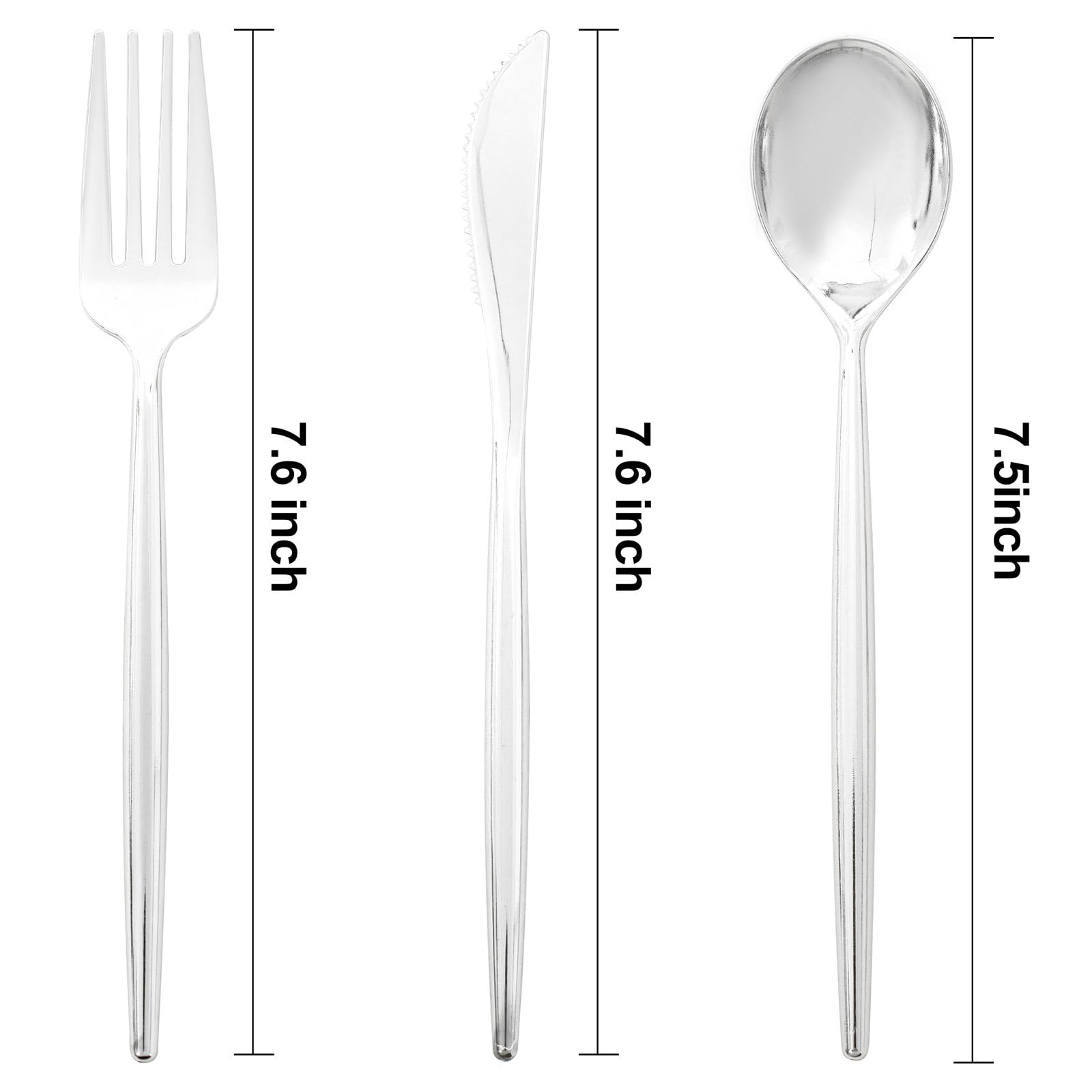 LIYH 102 Pcs Silver Plastic Silverware - Heavyduty Plastic Cutlery Set Disposable Utensils Flatware Set Knives Forks Spoons Disposable Cutlery Mothers Day