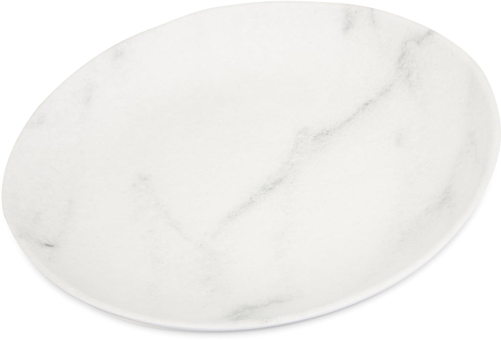 Carlisle FoodService Products Ridge Reusable Plastic Plate Dinner Plate for Home and Restaurant, Melamine, 10.5 Inches, Marble, (Pack of 12)