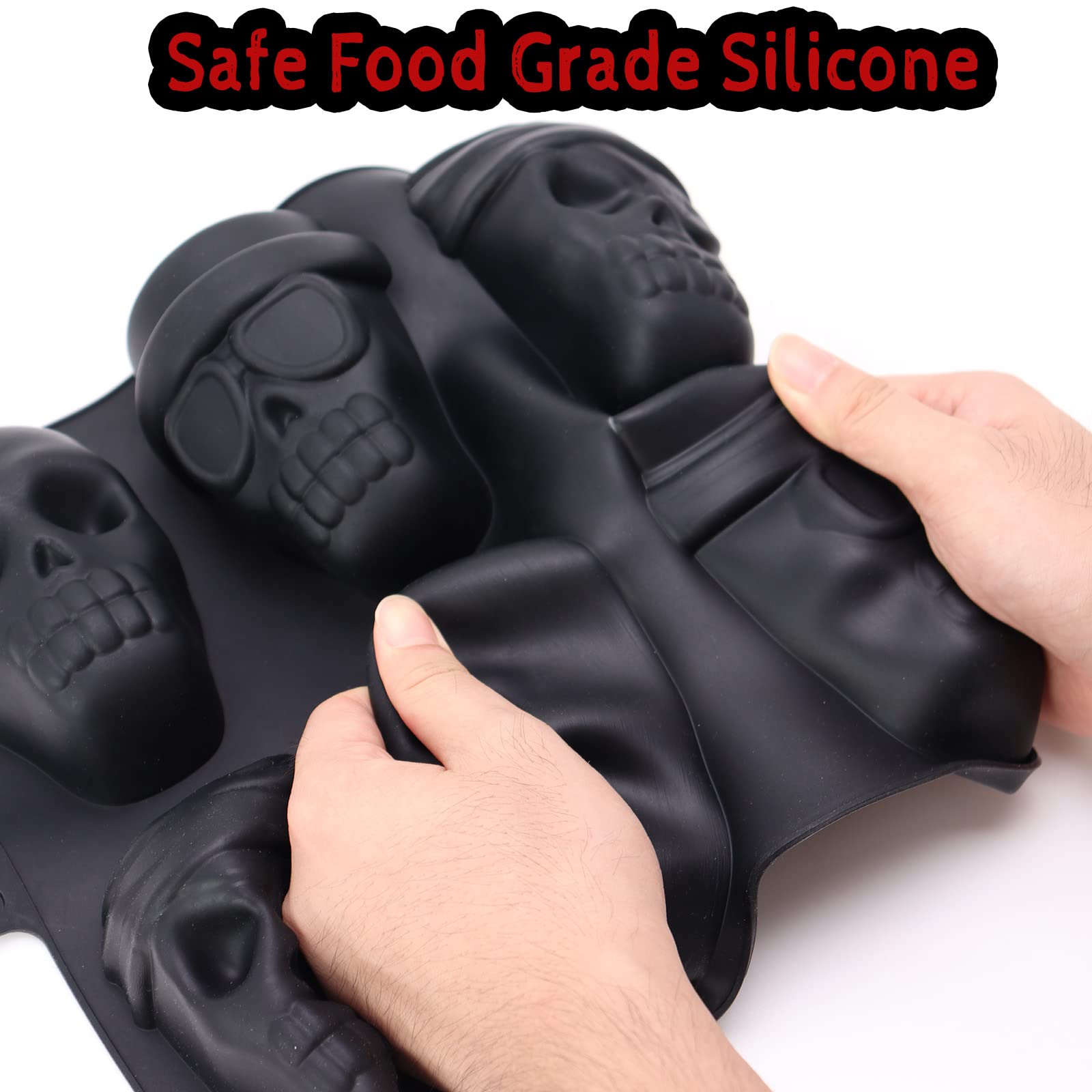 FreeNFond Halloween Baking Skull Cake Pan Molds, Silicone Pirate Cakelet Tin