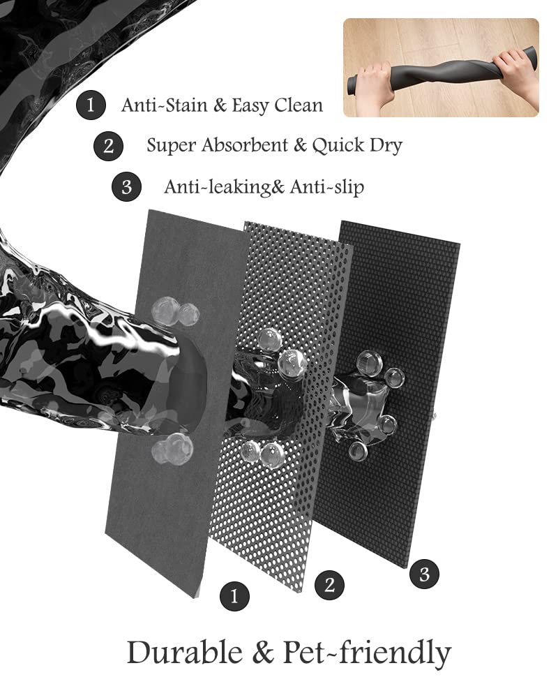 Pet Feeding Mat-Absorbent Dog Mat for Food and Water Bowl-No Stains Quick Dry Water Dispenser Mat-Dog Accessories Pet Supplies-Bowl for Messy Drinkers（Darkgrey,17"x34"