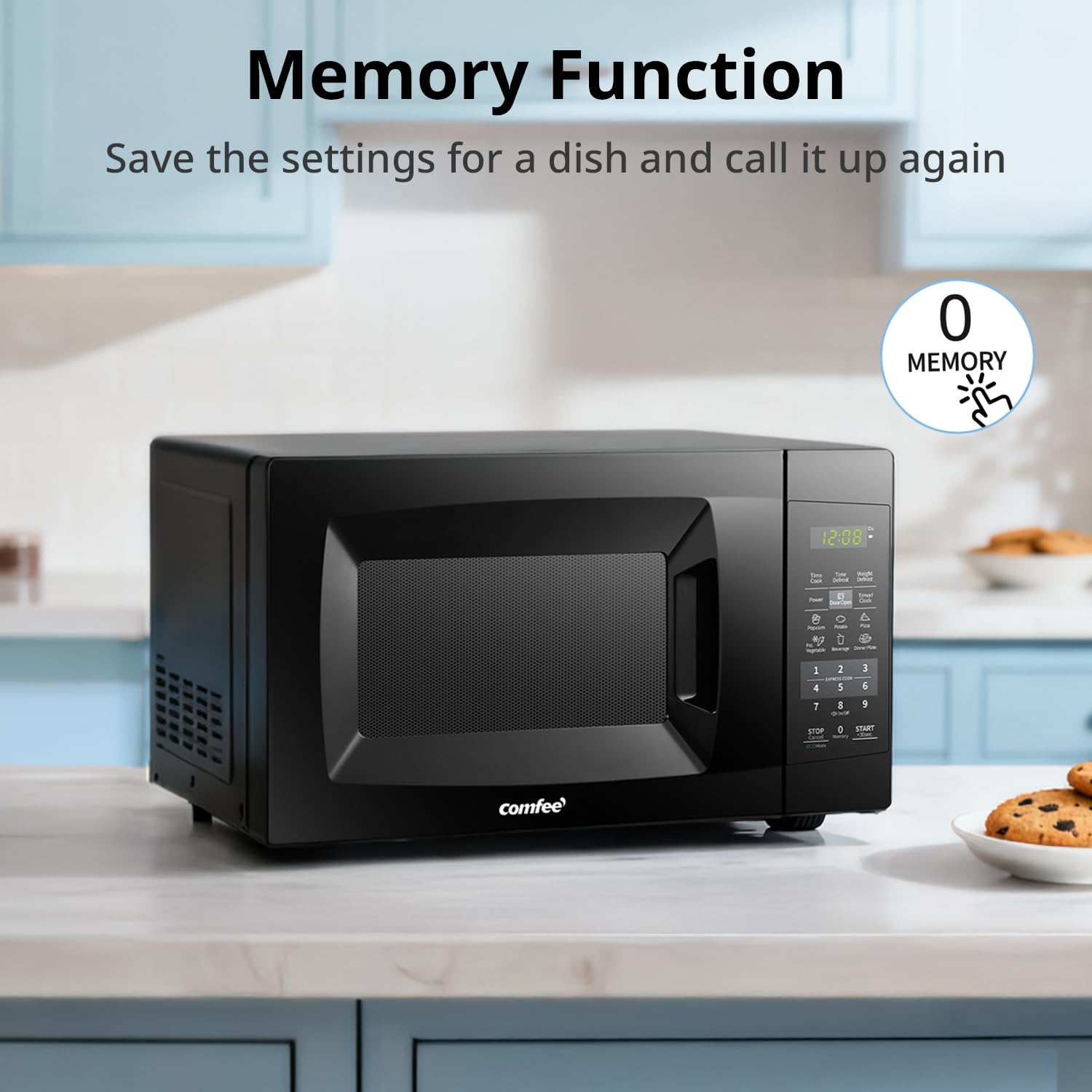 COMFEE' Countertop Microwave Oven, 0.7 Cu.Ft, 700W, Black, ECO Mode