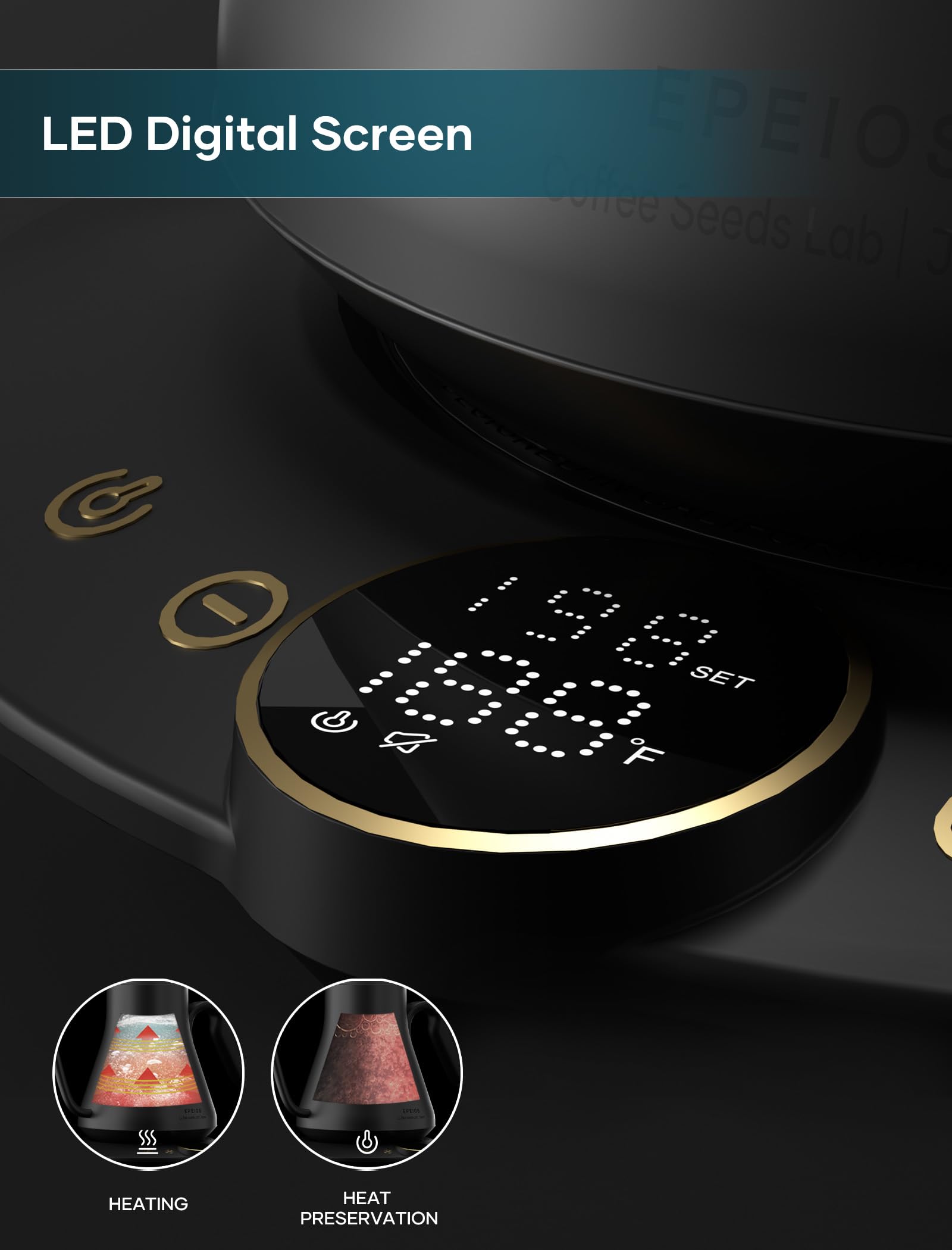 INTASTING Gooseneck Electric Kettle with ±1℉ Temperature Control 0.9 Liter