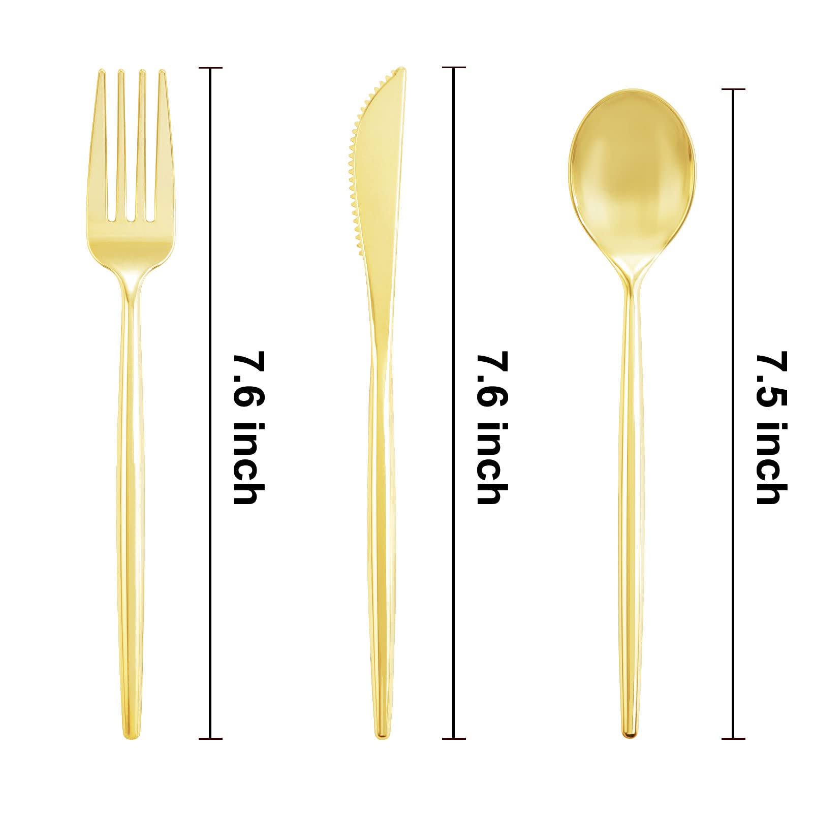LIYH 102 Pcs Gold Plastic Silverware Disposable, Plastic Gold Utensils Heavyduty - Disposable Cutlery Includes Knives Forks and Spoons for Party, Birthday,Wedding Events