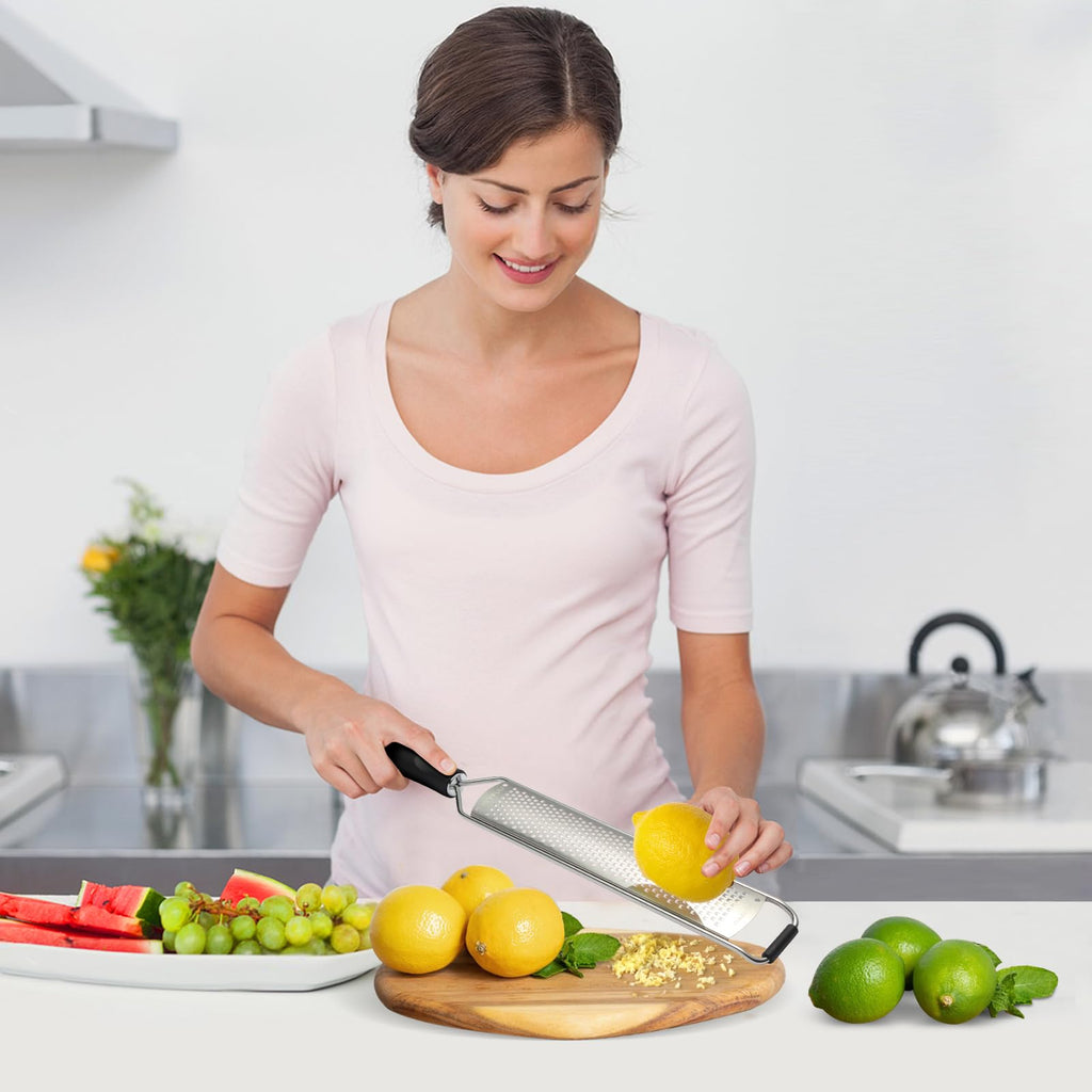Lemon Zester and Cheese Grater with Protective Cover and Cleaning Brush