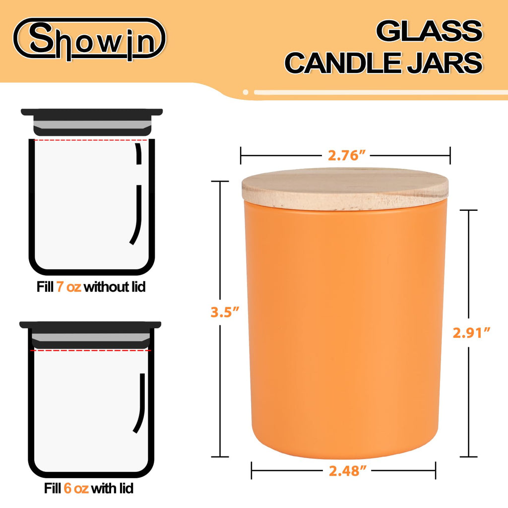 SHOWIN Thick Candle Jars for Making Candles 16 Pcs, 7 OZ Empty Jars with Wood Lids for Candle Making, Sample Container, Fall