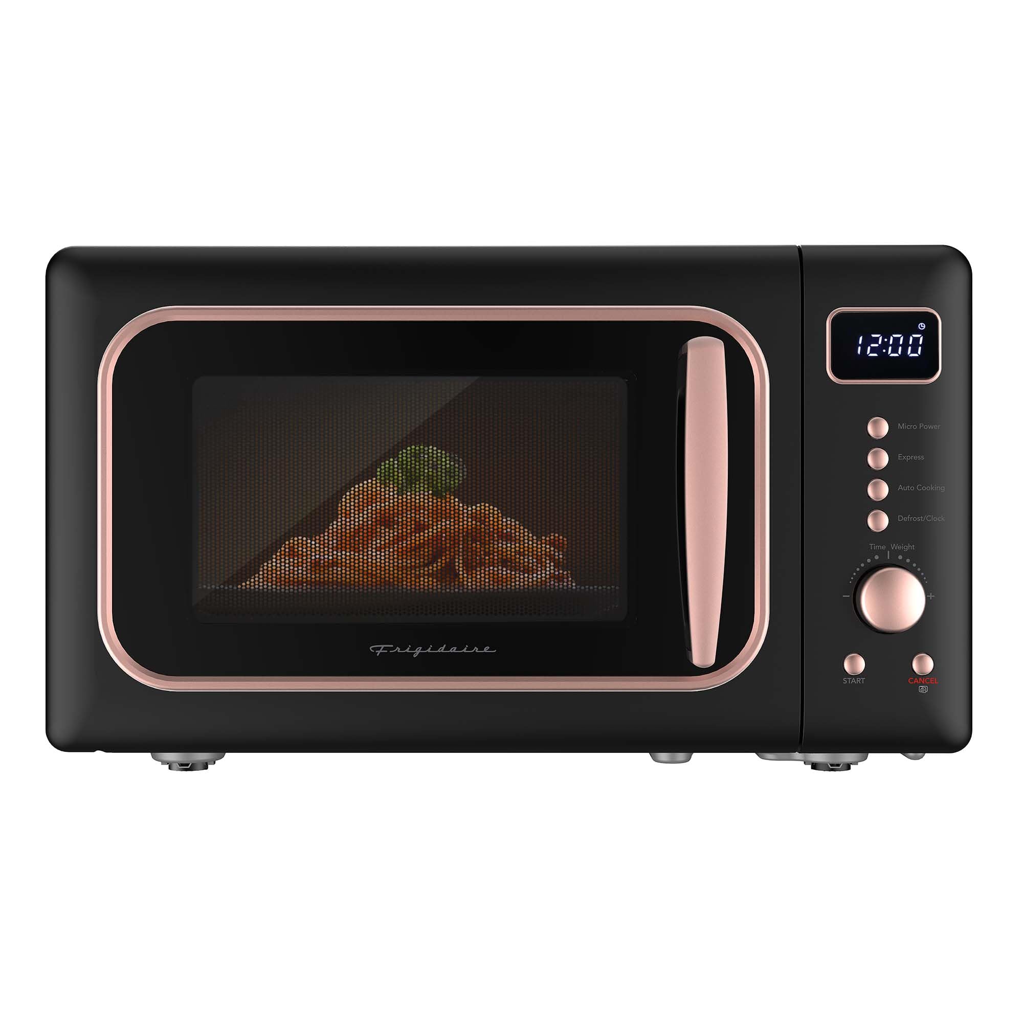 Frigidaire, 0.7 Cu. Ft. Retro Countertop Microwave Oven, 700W Compact Microwave with 8 Auto Cook Menus, Auto Defrost, 5 Power Levels, LED Display, Glass Turntable, Rosegold (Amazon Exclusive Color)