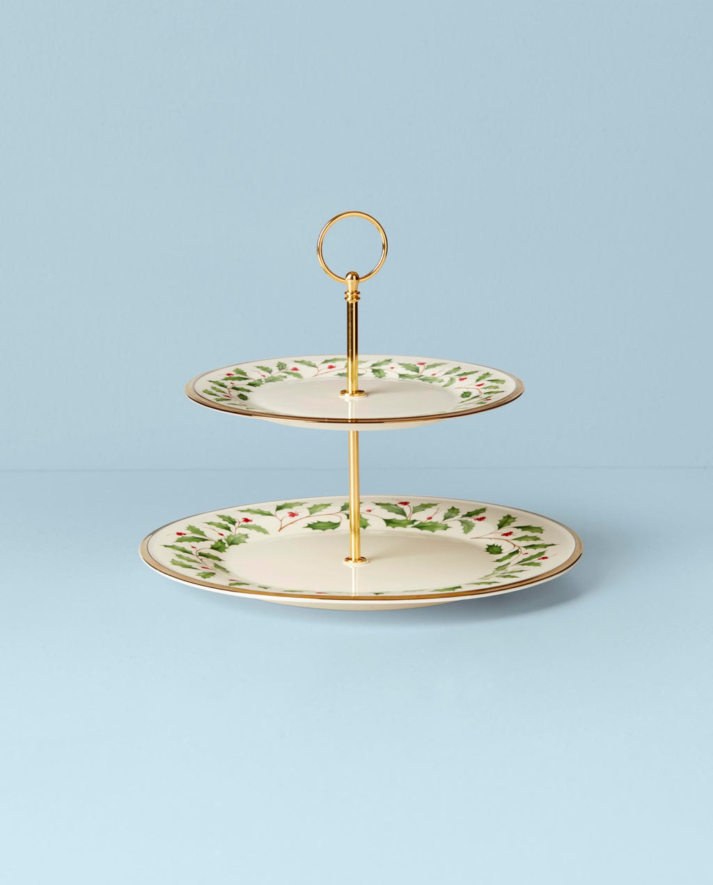 Lenox Holiday Porcelain 2-Tier Christmas Serving Tray