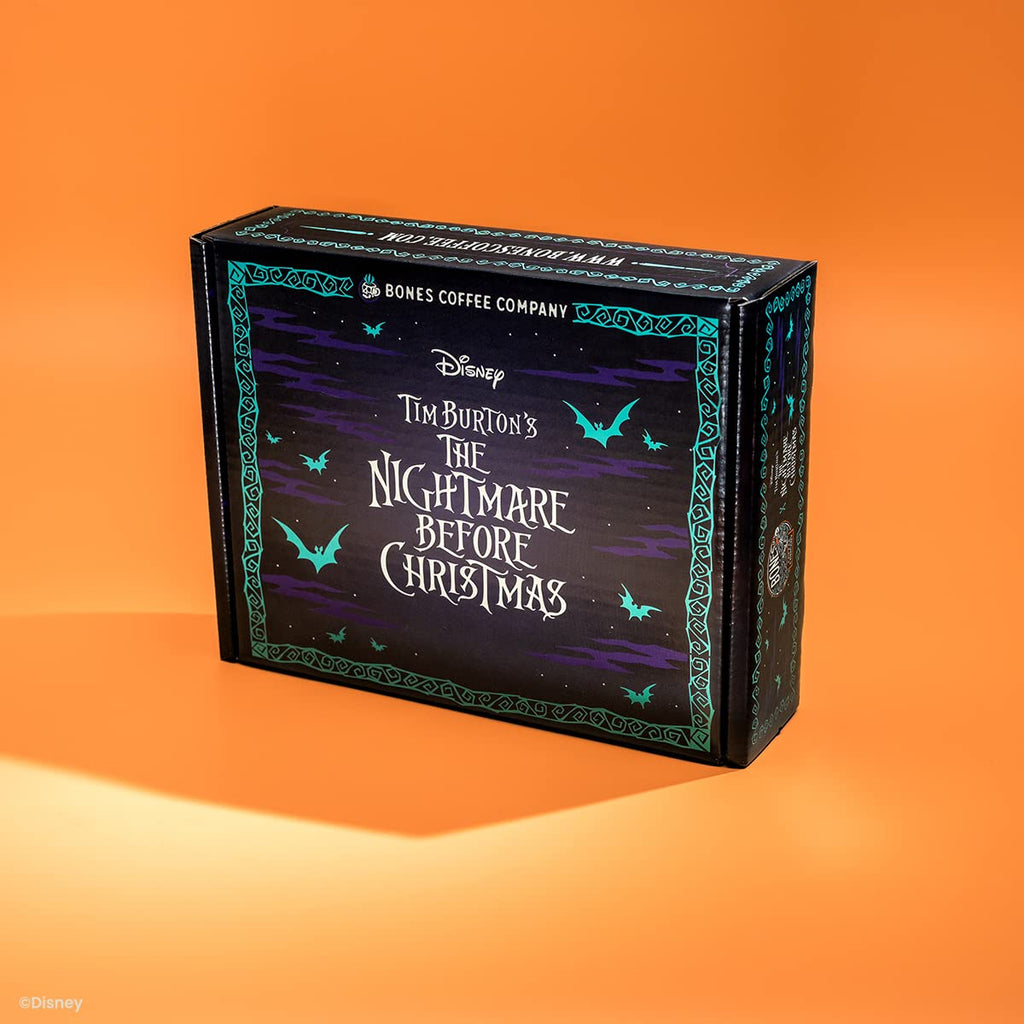 Bones Coffee Company The Nightmare Before Christmas Collector's Box 5 Flavored Coffee Low Acid Medium Roast Arabica Beans Specialty Coffee Gifts For Auto Drip and French Press, 4 oz Pack of 5 Ground