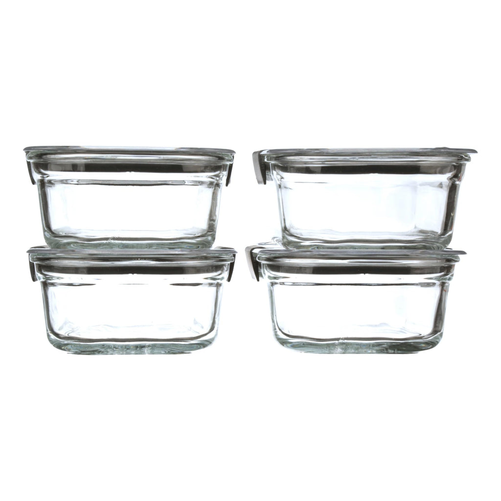 Rubbermaid Brilliance Glass Food Storage Containers, 3.2 Cup, Set of 4, BPA-Free, Leak-Proof, Clear