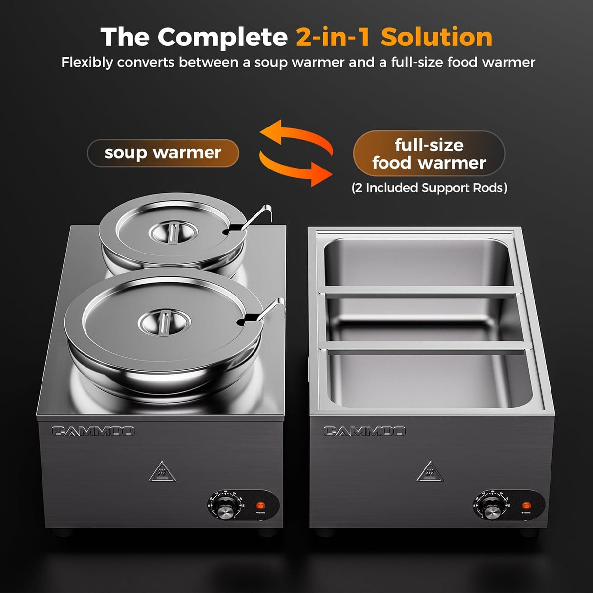 CAMMOO 2-in-1 Steam Table Food Warmer and Soup Warmer Commercial Portable