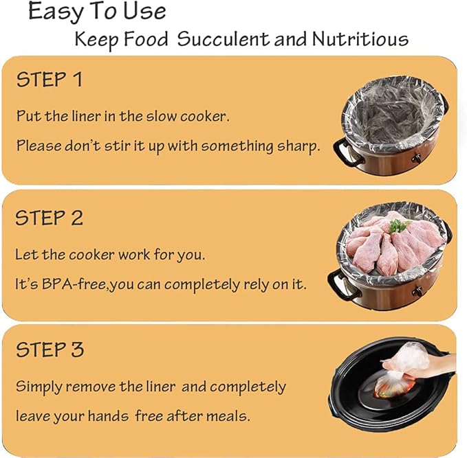 20 Counts Slow Cooker Liners and Cooking Bags, Extra Large Size Fits 6-10QT Pot, 14"x 22", BPA Free, Suitable for Oval & Round Pot -1 Pack