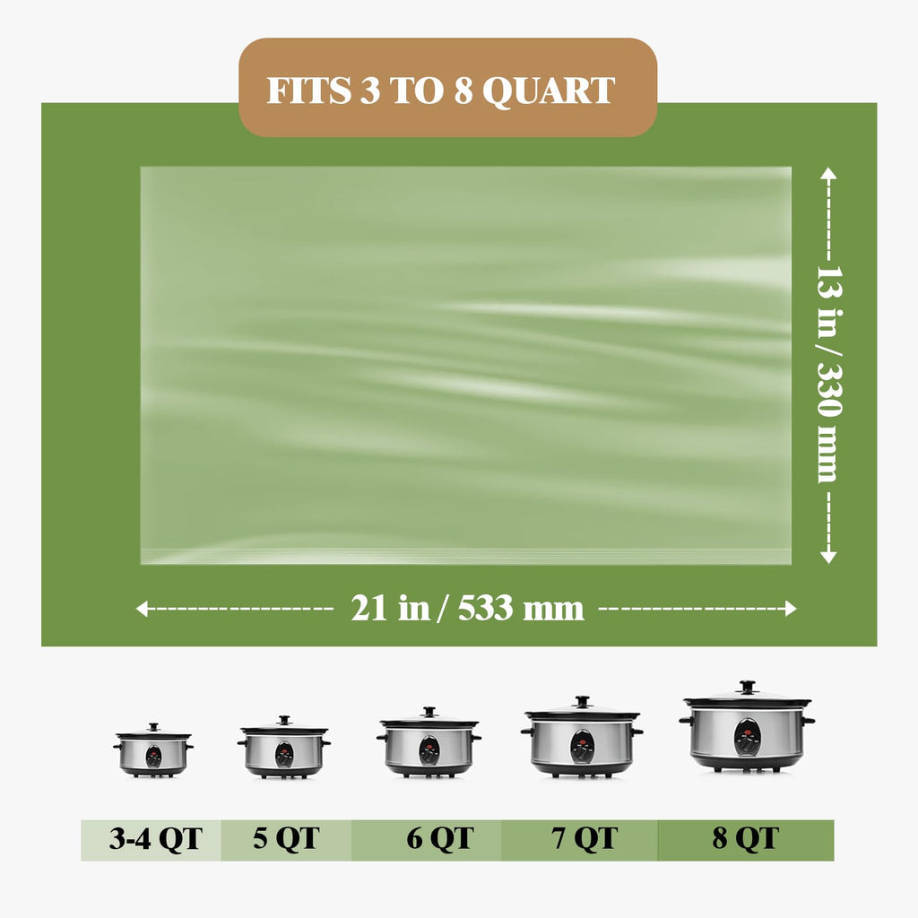 Slow Cooker Liners 20pcs, Large 13“ x 21” Disposable Cooking Bags for 3QT to 8QT Slow Cookers, Cooking Tray for Oval and Round Pots (20)