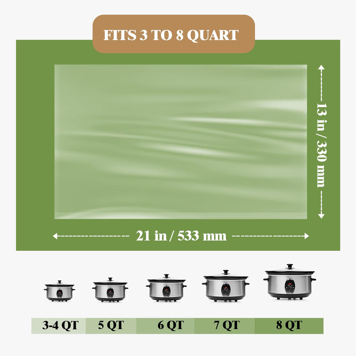 WZHSBSAQ Slow Cooker Liners, 60 Cooking Bags, Large Disposable Pot Liner Plastic Bags for 3QT to 8QT Slow Cookers, 13 in. x 21 in.