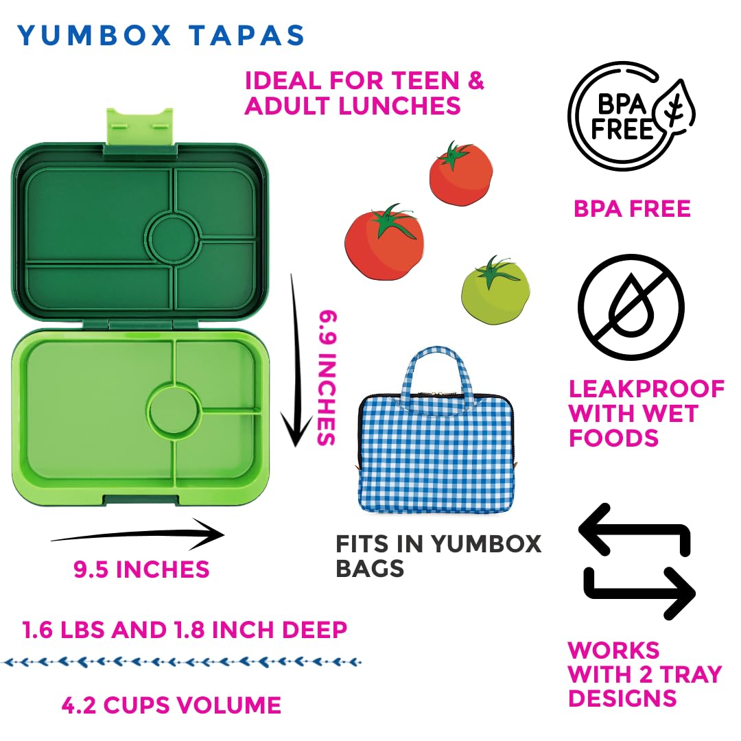 Yumbox Tapas Leakproof Bento Box, 4 Compartments, Palm Green
