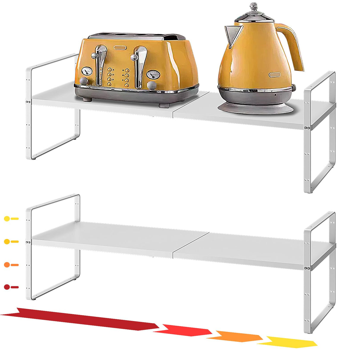 taiheis 16.5~27.1" Expandable Shelf，2Pack 8.1" Wide Adjustable Height Cabinet Shelves，Black