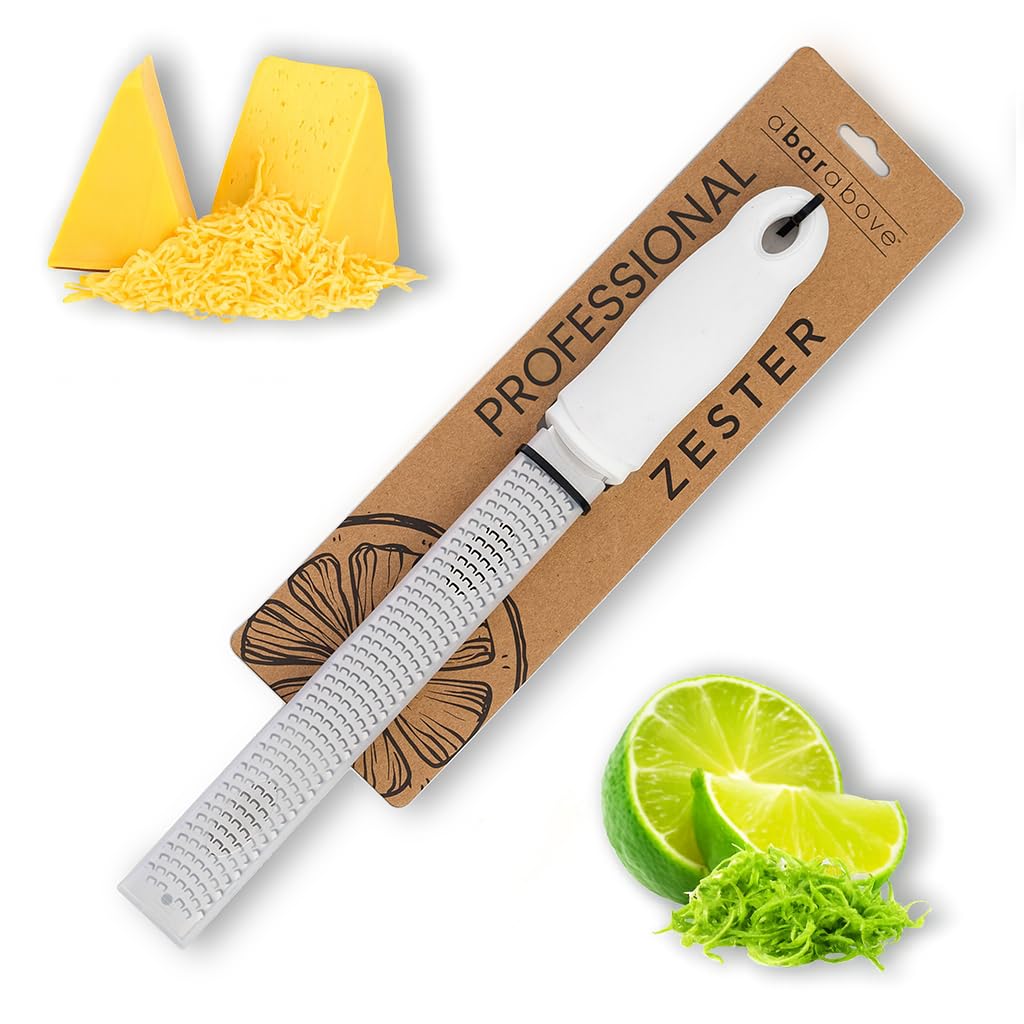 A Bar Above Lemon Zester and Cheese Grater, Professional, 12 Inch, White