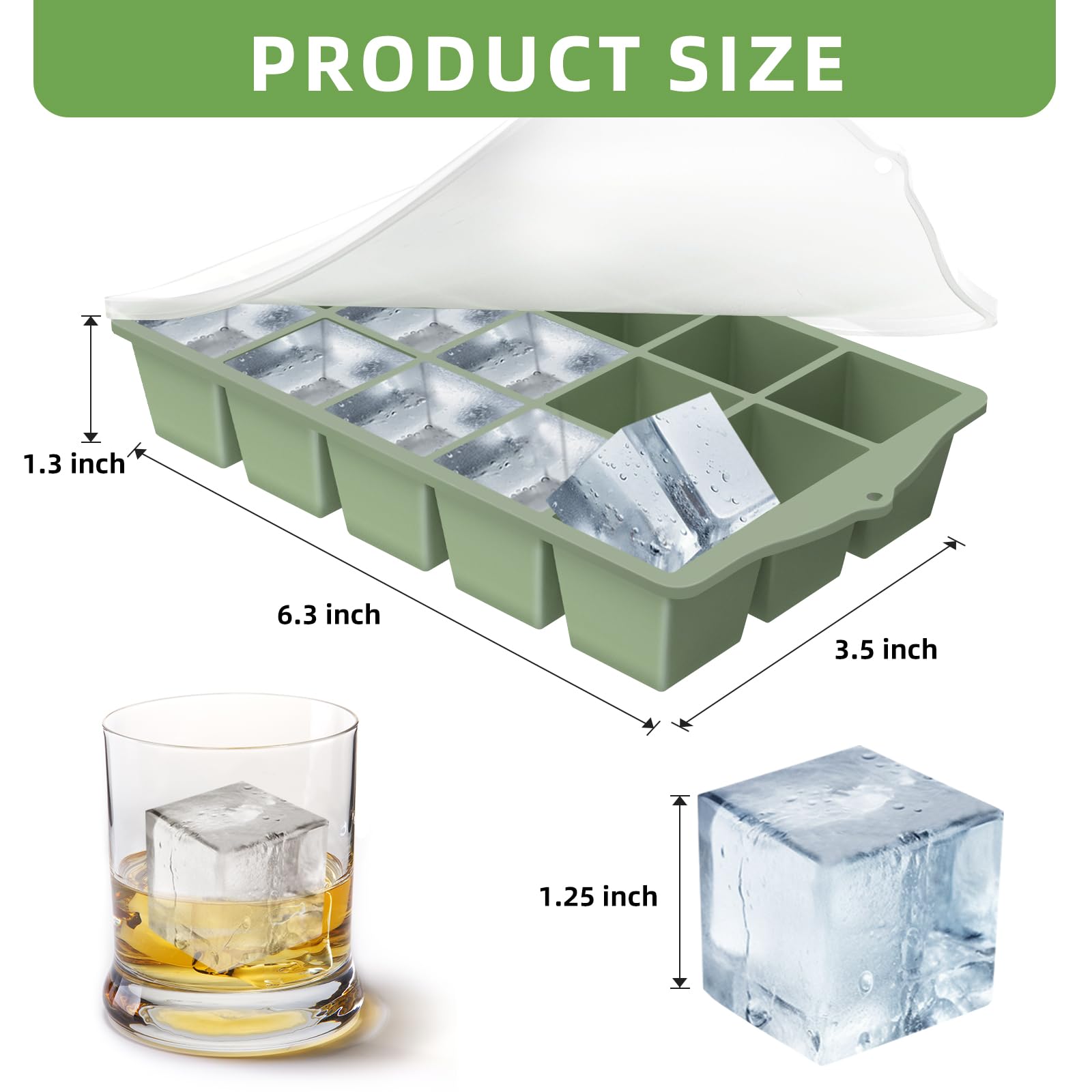 FANYITY Silicone Ice Cube Tray with Lid, Mixed, Pack of 4 Ice Cube Moulds, Silicone Mould, BPA-Free, Stackable Ice Cube Tray, Ice Cube Trays for Baby Porridge, Cocktail, Whiskey, Coffee