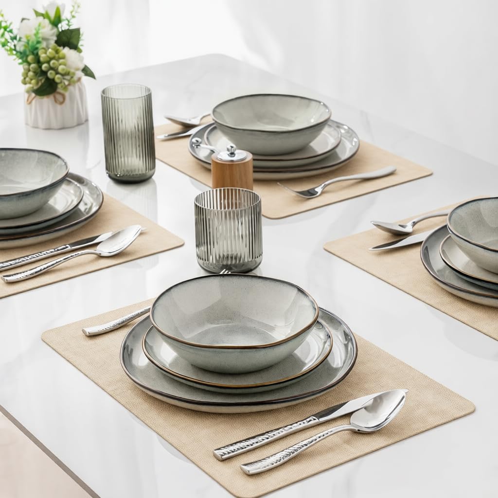 AmorArc Ceramic Dinnerware Sets for 6, 18Pcs Plates and Bowls Sets Dishes