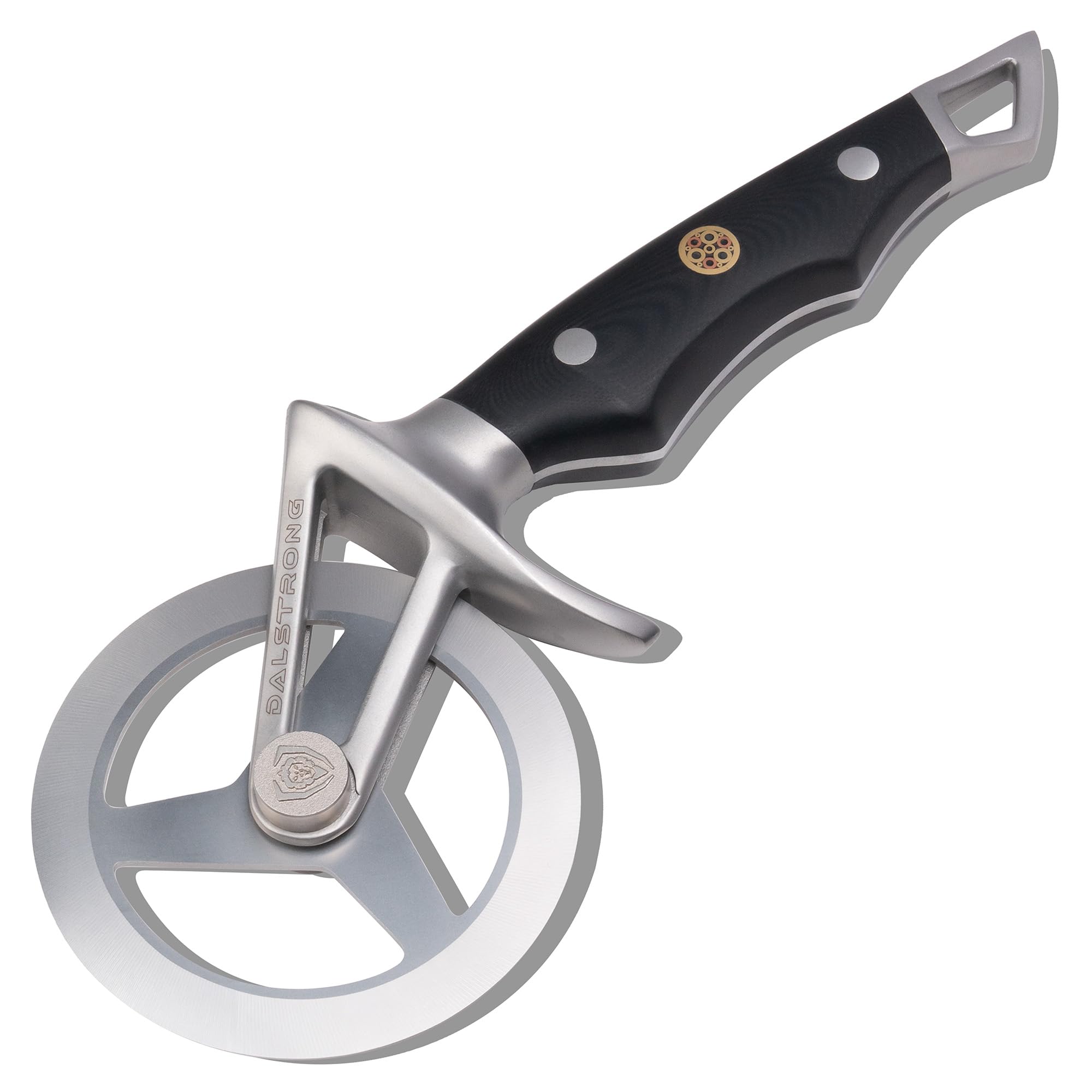 Dalstrong Orbit Razor Pizza Cutter Wheel — 2mm #304 Stainless, Tri-Spoke Rotary, G-10 Handle — For Homemade Pizza, Flatbread, Quesadillas, Pastry & Dough — Thumb Guard + Sheath Included