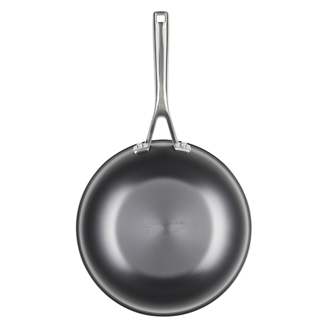KitchenAid NITRO Carbon Steel Wok, 10-Inch Nitrided Carbon Steel Pan, Stir Fry Pan, Gray