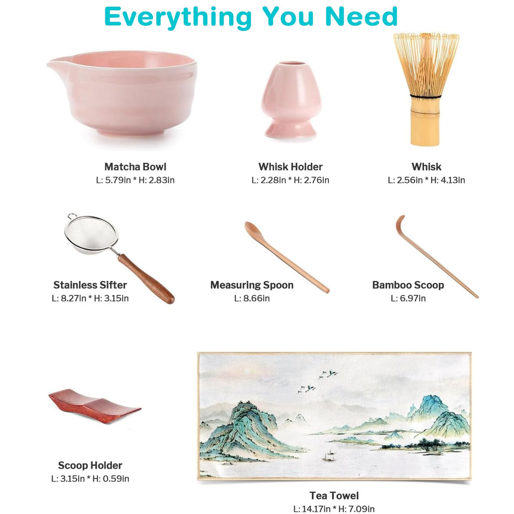 Matchamantra Premium Matcha Ceremony Set – Complete 9-Pcs Ritual Kit – Presented in Luxury Magnetic Gift Box, Perfect for Gifting or Self-Care (Sakura Pink)