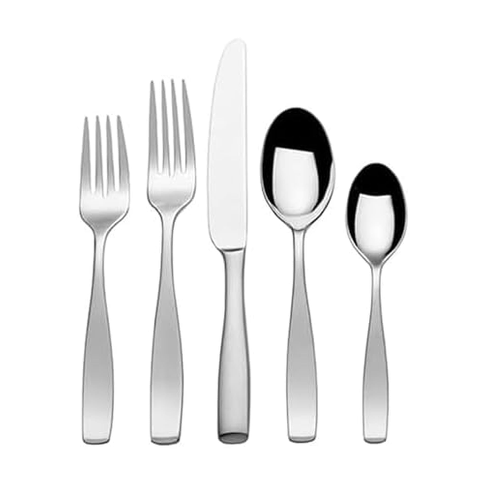 Mikasa Satin Loft 65-Piece Flatware Set, Service for 12, 18/10 Stainless Steel Silverware with Satin Finish, Includes Serving Utensils, Dishwasher Safe