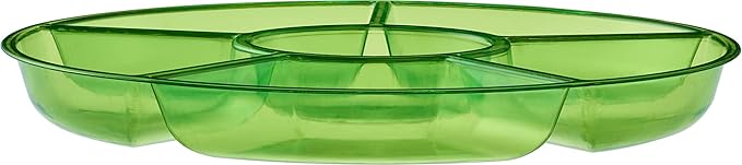 Plasticpro 6 Sectional Round Plastic Serving Tray/Platter (8, Green)
