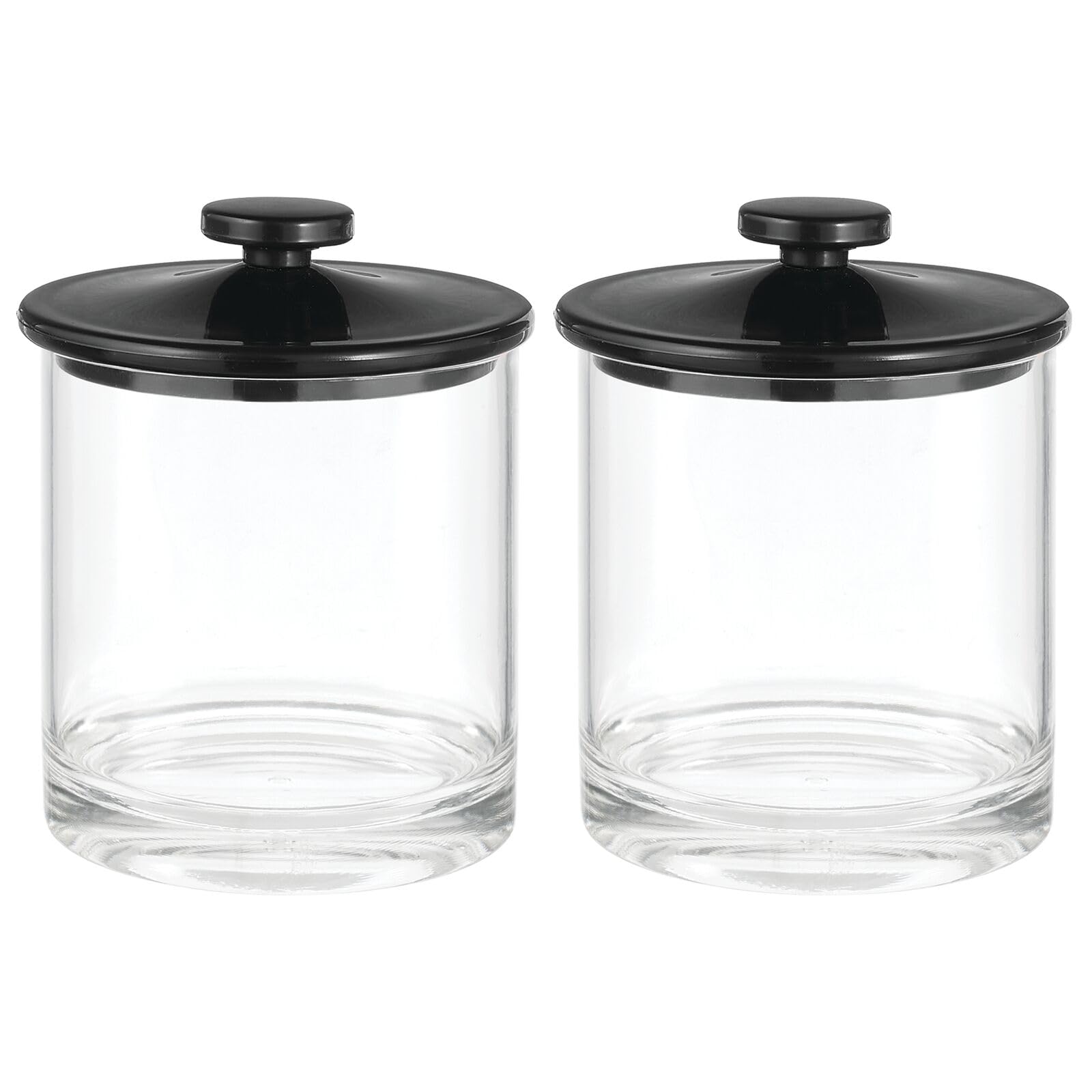 mDesign Small Modern Apothecary Storage Organizer Canister Jars - Acrylic Containers for Bathroom, Organization Holder for Vanity, Counter, Makeup Table, Lumiere Collection, 2 Pack, Clear/Black