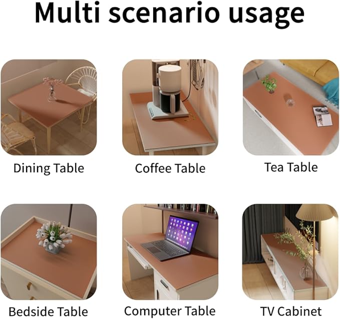 Leather Table Cover,1.8mm Thick,12x84 Inch Table Protector,Glass Table Protector,Table Sticker Cover,Desk Covers On Top of Desks.(Brown+Gray,12x84)