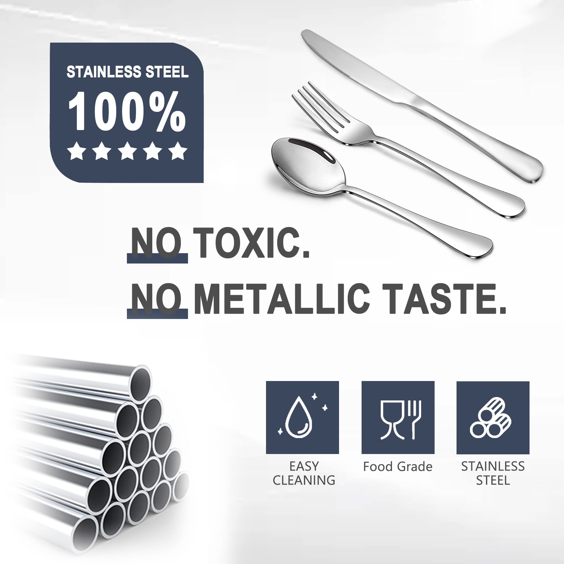 24-Piece Silverware Set, Flatware Set for 8, Food-Grade Stainless Steel Tableware Cutlery Set, Mirror Finished Utensil Sets for Home Restaurant