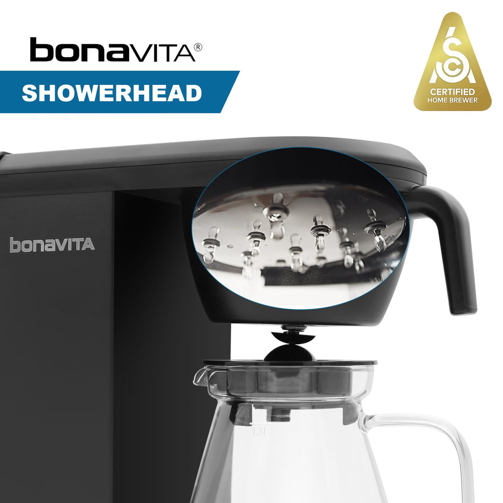 Bonavita Enthusiast 8 Cup Drip Coffee Brewer, Pour Over, SCA Certified Coffee Machine with Glass Carafe, Stainless Steel Panel, Removable Reservoir