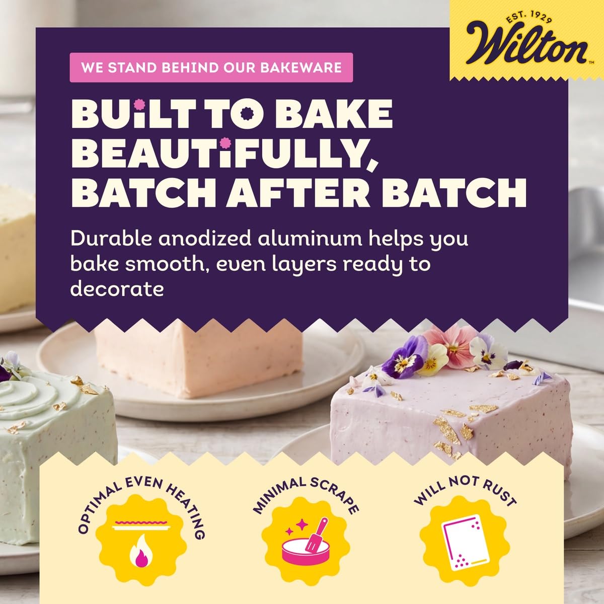 Wilton Aluminum Square Cake Pan, Made Without PFAS, 8 x 8 in
