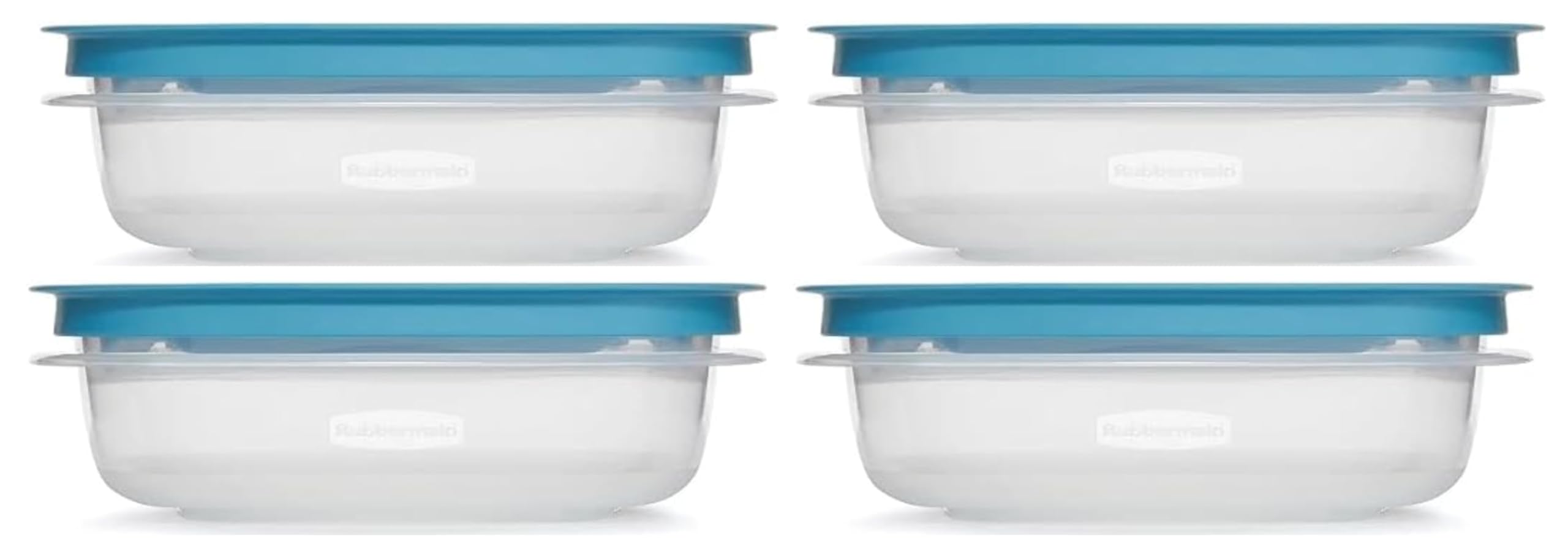 Utensilux Rubber maid 1.25 Cup Flex & Seal Leak Proof Lids Food Storage Container Set, Teal, Clear Meal Prep Flex Containers, 4 Piece Bundle Set