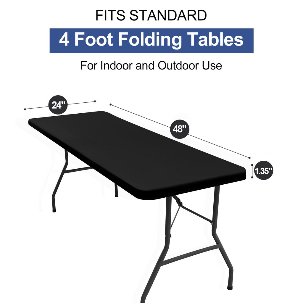 homing Rectangle Table Cloth Cover 4 Foot Black Elastic Fitted Tablecloth