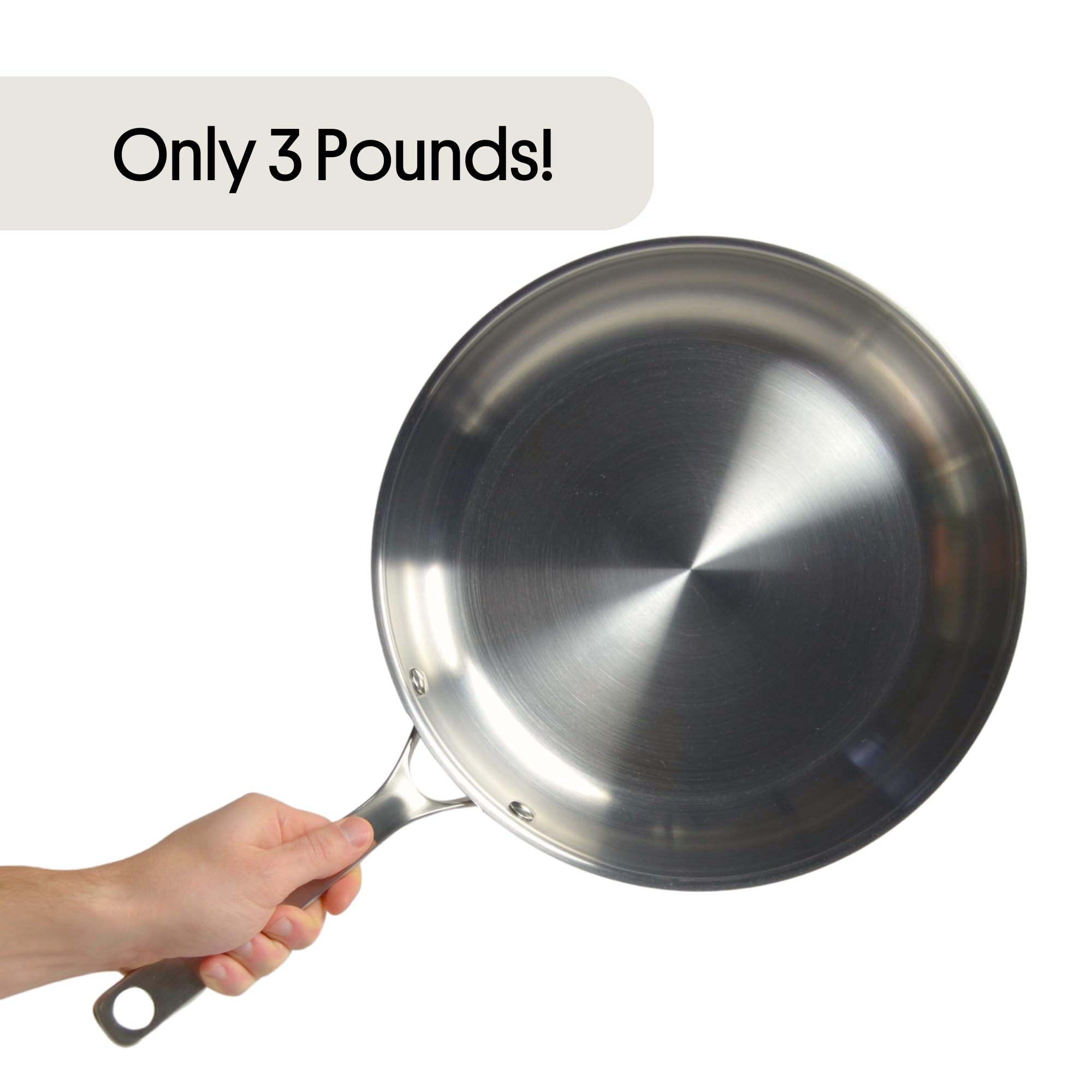 STRATA Carbon Steel Clad 12.5" Frying Pan Skillet, 3-Ply Carbon Steel Cookware with Aluminum Core, Lightweight (3.0 lbs), Even Heating, Stick-Resistant When Seasoned, Versatile & Fast-Heating