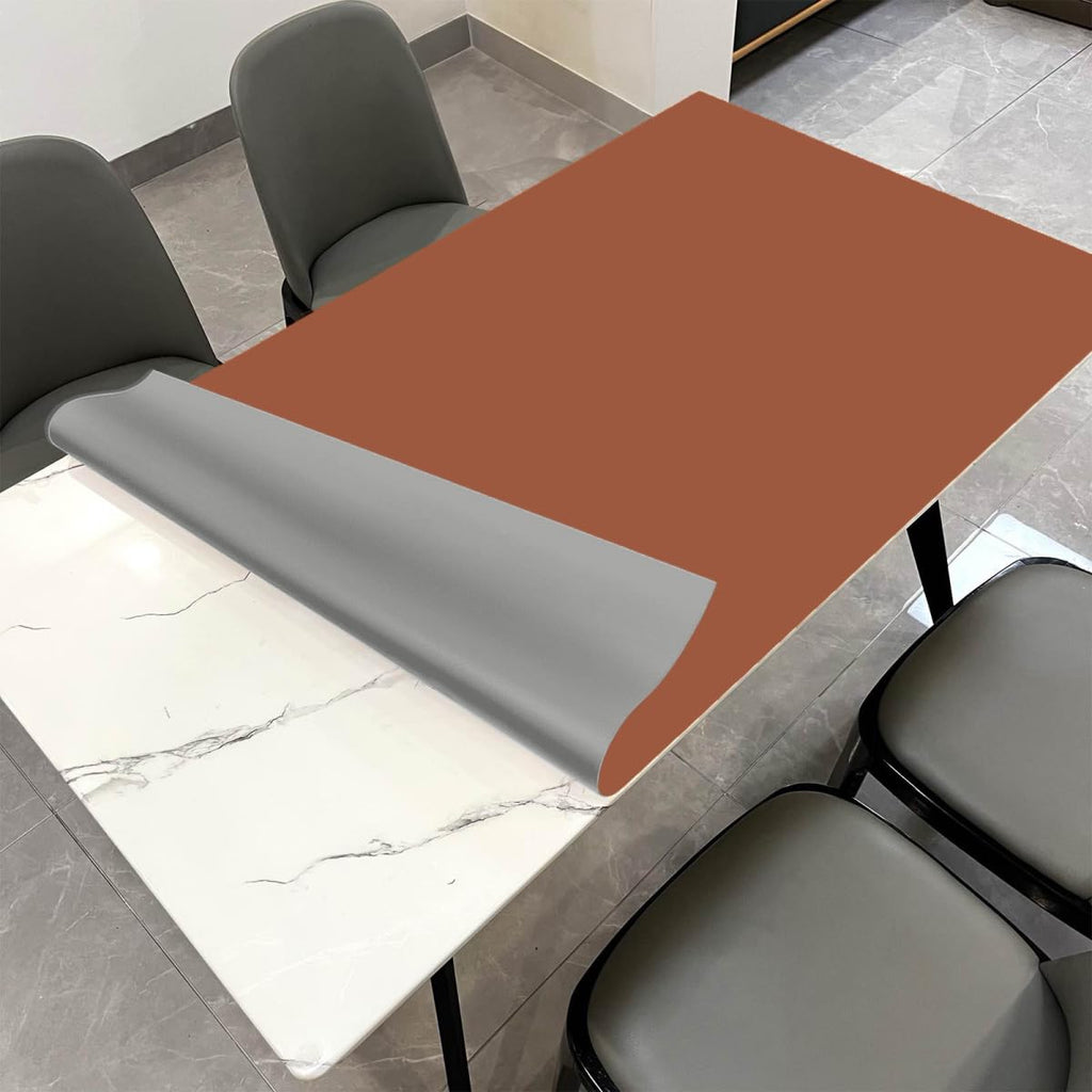 Zinkooat Faux Leather Table Cover,1.8mm Thick,30x48 Inch Desk Cover,Large Desk Mat,Table Protector,Table Cover Protector,Desk Covers On Top of Desks(Brown+Gray,30x48)