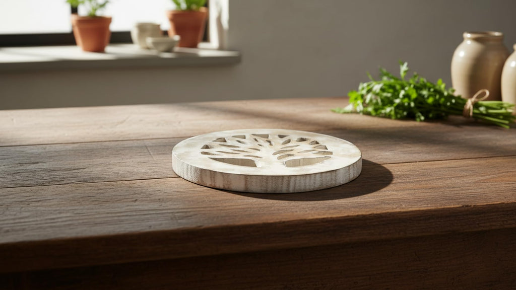 Handmade Wooden Trivet Hot Pad for Hot Dishes & Pots Heat Resistant 8 in