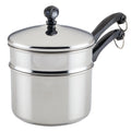 Farberware Classic Series Stainless Steel Double Boiler and Saucepan with Lid, Double Boilers For Stove Top, 2-Quart