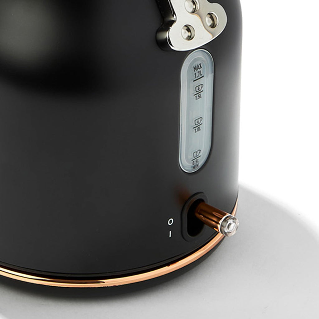 Haden Dorset 1.7 Liter Stainless Steel Electric Kettle, Hot Water Kettle with 360-Degree Base and Auto Shutoff, Black & Copper
