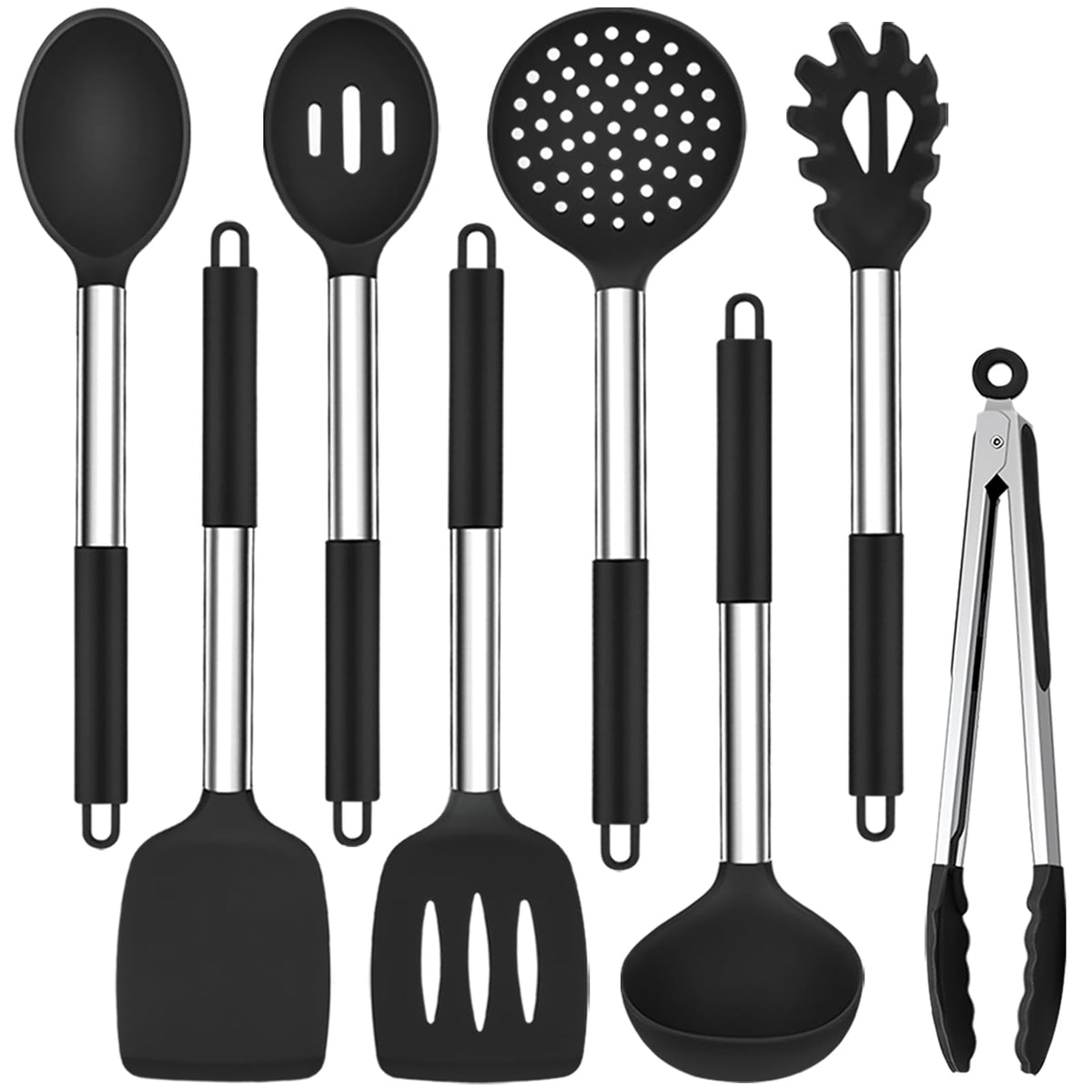 TeamFar Kitchen Utensils Set of 8, Silicone Utensils Kitchen Tools-White