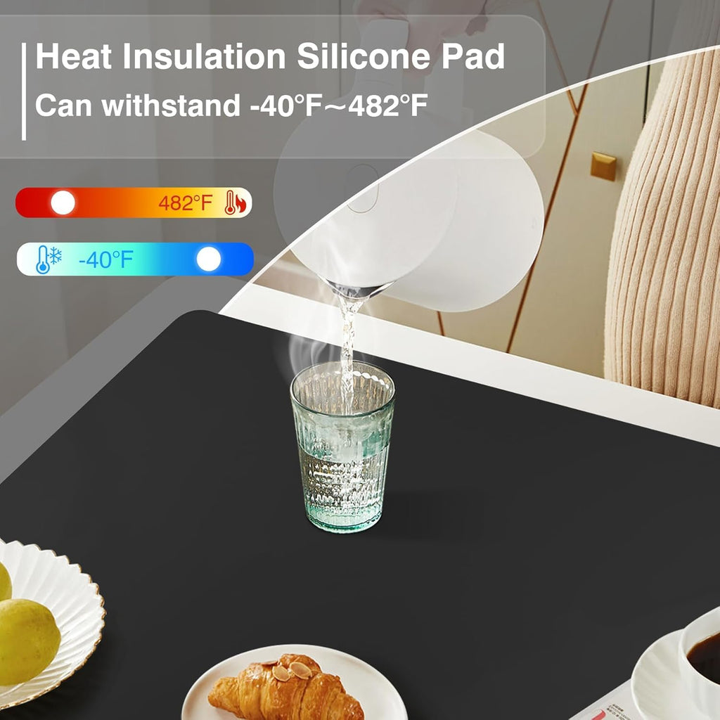 35.5" x 23.6" Extra Large Silicone Mat, Silicone Craft Mat for Placemat Baking Painting Clay Art and More (Black)