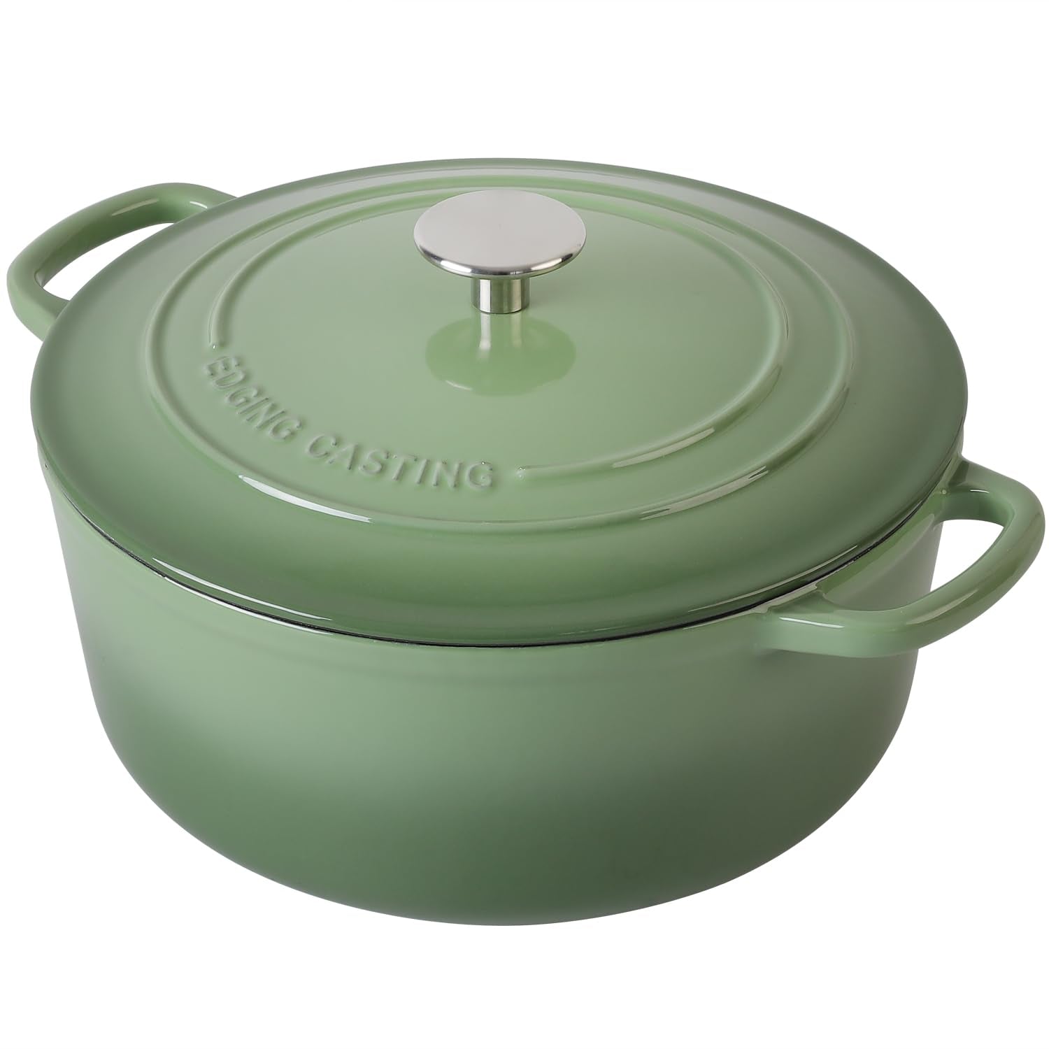 EDGING CASTING Enameled Cast Iron Dutch Oven Pot With Lid, 5.5 Quart, for Bread Baking, Cooking, Pistachio Green