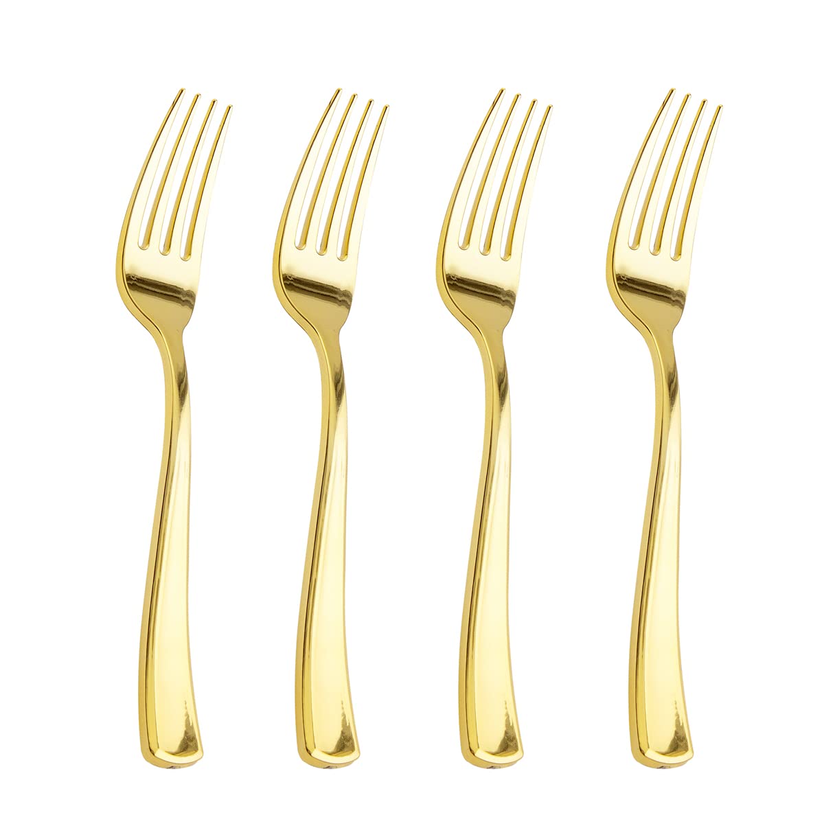 Liacere 200pcs Gold Plastic Forks - Heavyweight - 7.4 Inch Heavy Duty Forks - Gold Plastic Silverware Perfect For Parties & Weddings & Restaurants & New Year And Daily Using&Christmas&New Year